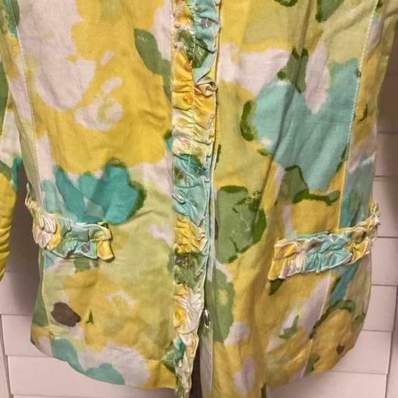 Ruby Rd. Floral Blazer - Yellow, Green, White - Picture 3 of 8